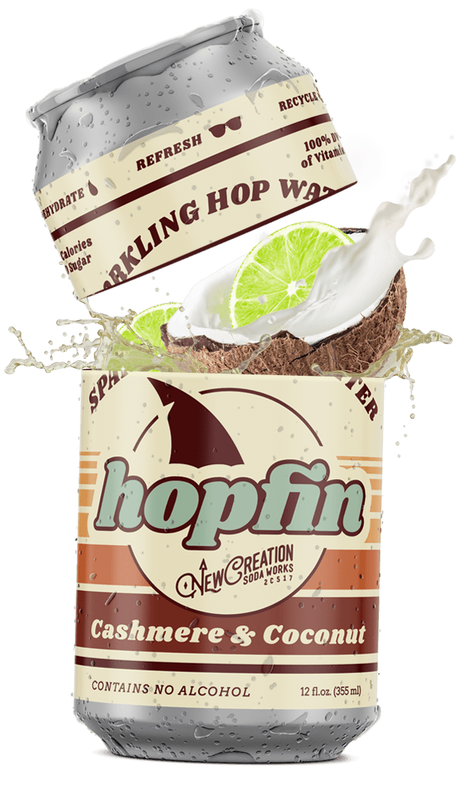 Hopfin Sparkling Hopwater (Cashmere Hops + Coconut) – New Creation Hopfin Sparkling Hopwater (Cashmere Hops + Coconut) – New Creation