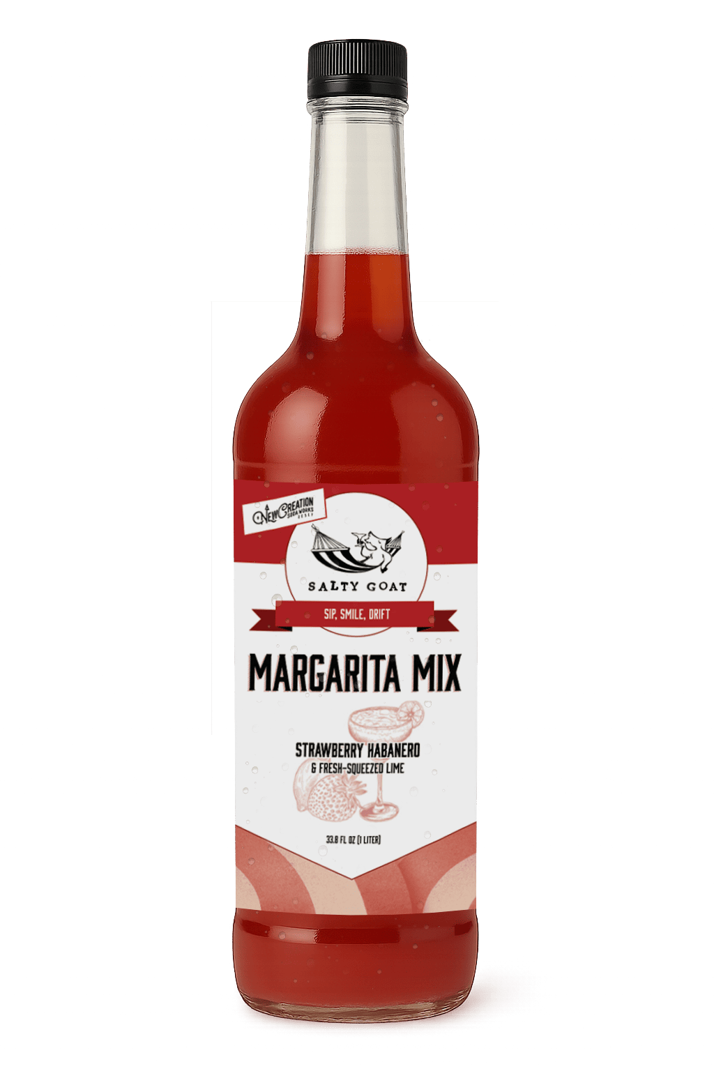 Salty Goat - Strawberry Habanero and Fresh Squeezed Lime Margarita Mix  1 liter glass bottle