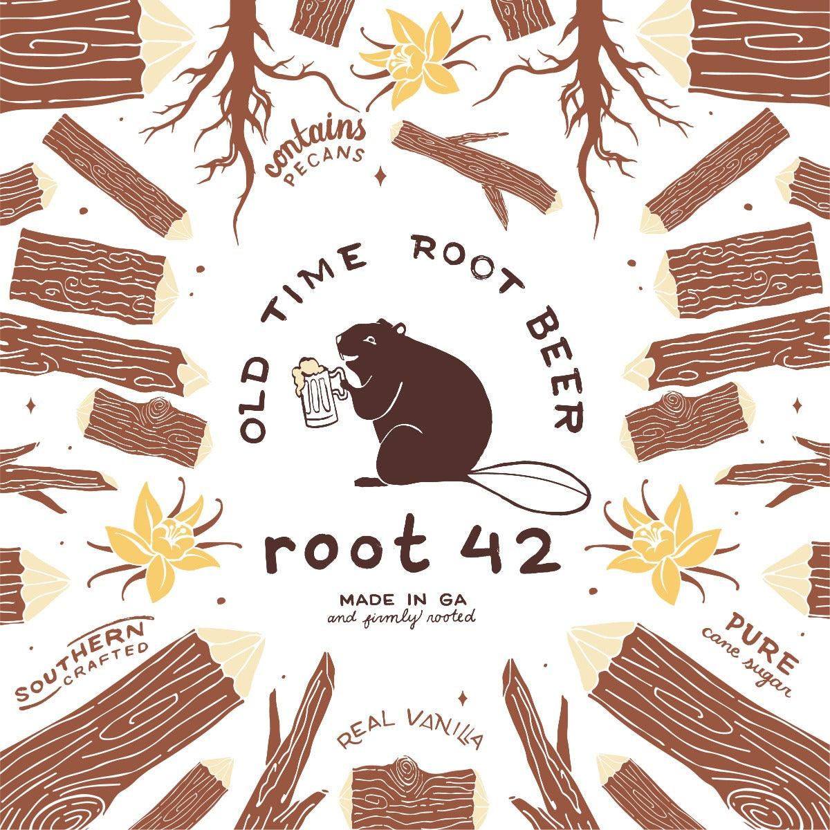 Root 42 Old Time Root Beer label design